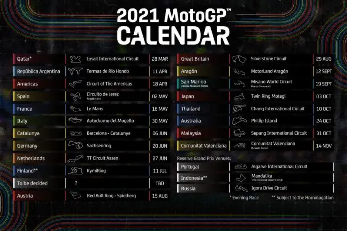 Motomondiale Pubblicato Il Calendario Provvisorio Della Stagione 2021